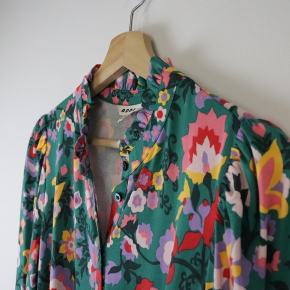 Boden Willow Floral Tiered Dress 6 Long Forest Grass Flourishing Vine - Picture 7 of 10